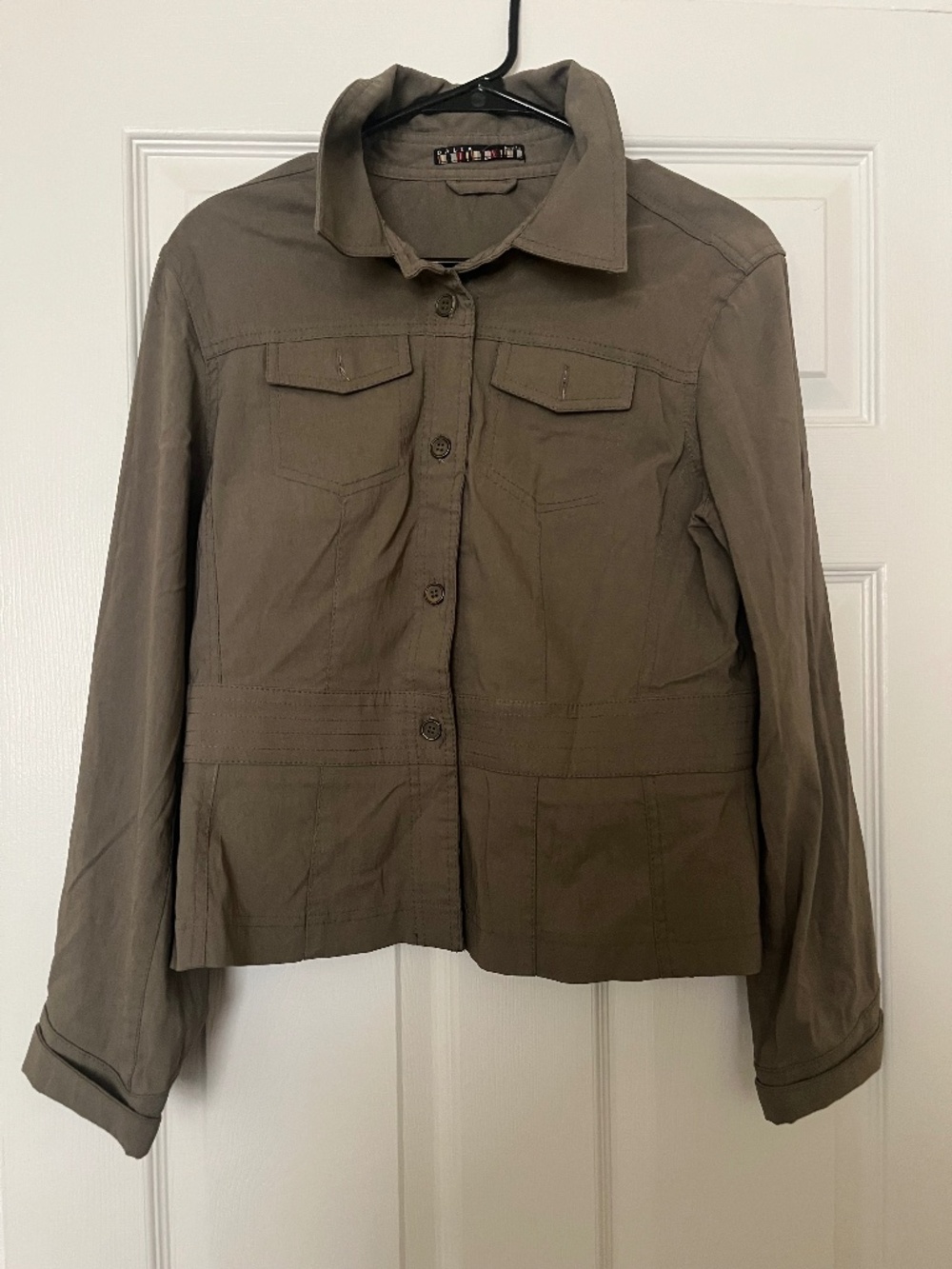 Dalia Petite Khaki Olive Green Utility Shacket Jacket Safari Gorpcore Size 12